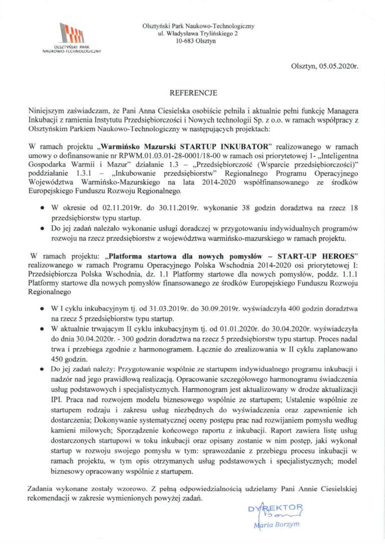 Referencje lidera - OPNT na Managera Inkubacji z dwóch projektów..pdf